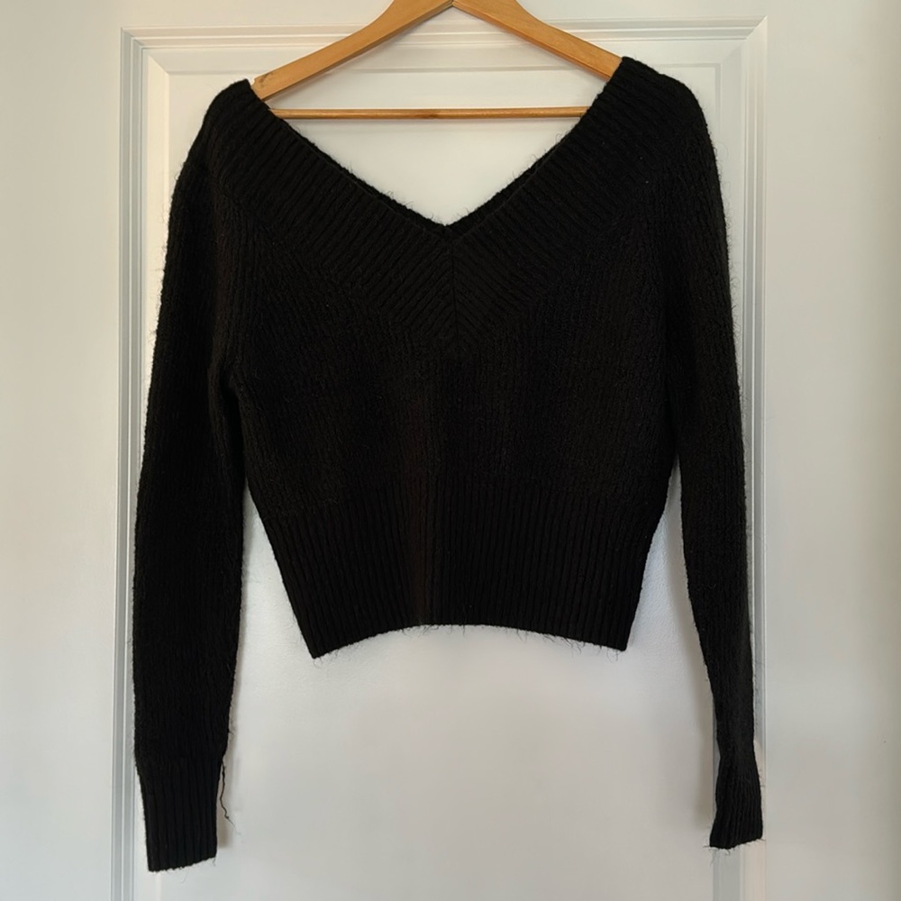 Divided Black Crop Top Sweater